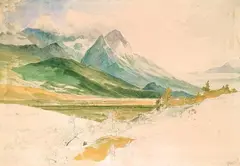 Alpenlandschaft mit Ziegenhirt by Johann Mohr, Watercolour, sold Oct 2004