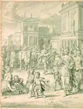 Matthias Scheits, Rückkehr Davids aus der Schlacht, Brush and Indian ink drawing