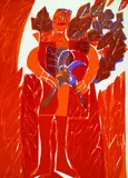 Lob der Gärtner von Herrenhausen by HAP Grieshaber, 1966, Woodcut in colours, sold Oct 2004