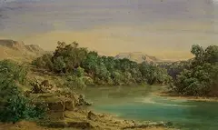 August Löffler, Am Jordan, 1849, Watercolour