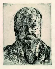 Geheimrat Robert by Max Beckmann, 1914, Drypoint, sold Oct 2004