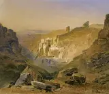 August Löffler, Das Kloster Santa Saba in der judäischen Wüste, 1849, Watercolour