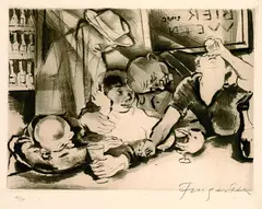 Michel Fingesten, 2 Bll.: Der Trinker, 1919, Pen and ink drawing
