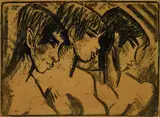 Otto Mueller, Drei Mädchen im Profil (Drei Mädchenköpfe), 1921, Lithograph