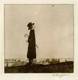 Die Lerche (Selbstbildnis) by Heinrich Vogeler, 1899, Etching, sold Oct 2004