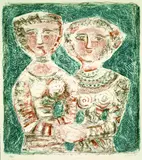 Massimo Campigli, Le Amiche, 1958, Lithograph in colours