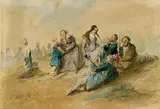 Ludwig Elsholtz, Der Sonntagnachmittag, 1849, Watercolour