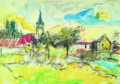 Volkersdorf by Ernst Hassebrauk, 1971, Pastel, sold Oct 2004