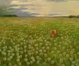Tatjana Nikolaevna Gippius, Landschaft mit Ikone, 1944, Oil on canvas