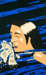Olympic Swimmer by Alex Katz, 1976, Lithograph in colours, sold Oct 2004