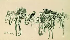 Marktszene by Max Liebermann, Charcoal drawing, sold Oct 2004