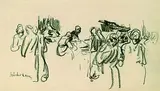 Max Liebermann, Marktszene, Charcoal drawing