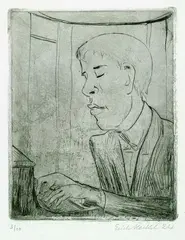 Pianist by Erich Heckel, 1924, Etching, sold Oct 2004