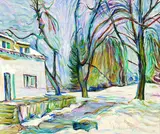Wolfgang von Websky, Haus am Wald, Oil on paper