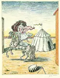 2 Bll.: Solitudine della gente di circo. La cavallerizza by Giorgio de Chirico, 1969, Lithograph in colours, sold Oct 2004