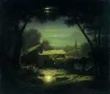 Karl Heilmayer, Landschaft bei Mondschein, 1853, Oil on canvas