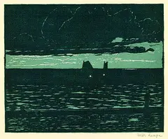 Böige Mondnacht by Hans Christiansen, 1907, Woodcut in colours, sold Oct 2004