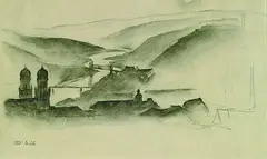 Passau by Albert Birkle, Charcoal drawing, sold Oct 2004