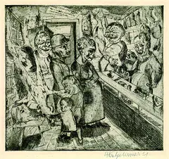 Bernhard Kreztschmar, Im Fleischerladen, 1921, Etching