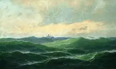 Max Jensen, Schlepper in der Nordsee, Oil on canvas