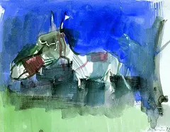 Siegfried Anzinger, Entstehung eines Pferdes, 1993, Watercolour