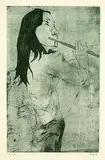 Horst Janssen, Flötenspielerin (Roswitha), 1972, Etching