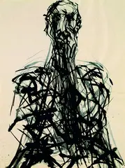 Bildnisstudie by Max Uhlig, 1990, Brush and Indian ink drawing, sold Oct 2004