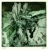 Horst Janssen, 2 Bll.: Überm Tellerrand. Ahorn, 1980, Etching in colours