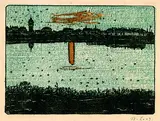 Wilhelm Laage, Sonnenuntergang im Herbst (Herbstabend), 1909, Woodcut in colours