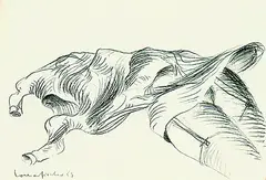 Lothar Fischer, Liegende Hüllenfigur, 1969, Pencil drawing