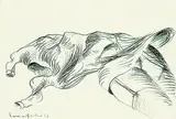 Lothar Fischer, Liegende Hüllenfigur, 1969, Pencil drawing