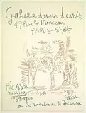 Pablo Picasso, 2 Bll. Plakate: Picasso, Dessins 1959-1960, Galerie Louise Leiris. Picasso, Sala Gaspar, Barcelona, 1960, Lithograph in colours