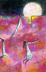 Rudolf Büder, Drei Mondtänzer, 1991, Oil on canvas