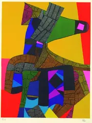 Anubis by Maurice Estève, 1969, Lithograph in colours, sold Oct 2004