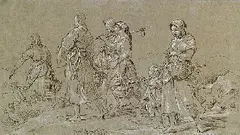 August Richter, Heimkehr von der Kartoffelernte, 1835, Sepia
