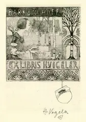 Exlibris Barken-Hoff H. Vogeler by Heinrich Vogeler, 1897, Etching, sold Oct 2004