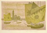 Max Peiffer Watenphul, 3 Bll.: Kap Sunion. Venedig, Blick auf den Canal Grande. Venedig, San Giorgio Maggiore mit Segel, 1967, Lithograph in colours