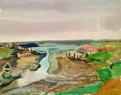 Tom Hops, Holsteinische Landschaft, Watercolour