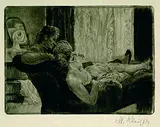 Max Klinger, Atelierszene (Nach der Arbeit), 1894, Copper engraving