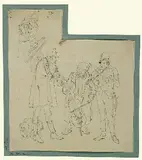 Theodor Hosemann, Die drei Musikanten, 1839, Pencil drawing