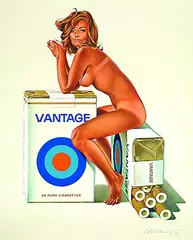 Vantage Cigarettes by Mel Ramos, 1972, Offset lithograph in colours, sold Oct 2004