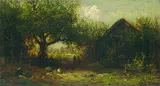 Léon Richet, Bauerngehöft, Oil on panel