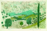Max Peiffer Watenphul, 2 Bll.: Arkadische Landschaft. Römische Landschaft, 1967, Lithograph in colours