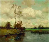 Rudolf Guba, Norddeutsche Moorlandschaft, Oil on canvas