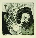 Horst Janssen, Zu Wiedensaler-Toten-Tänzchen (Wilhelm Busch-Museum), 1982, Etching