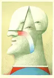 Horst Antes, Porträt dreiäugig, 1973, Lithograph in colours