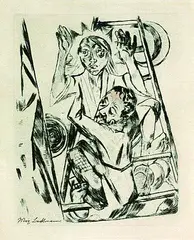 Jakob ringt mit dem Engel by Max Beckmann, 1920, Drypoint, sold Oct 2004