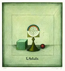 L'Artiste by Friedrich Meckseper, 1969, Etching in colours, sold Oct 2004