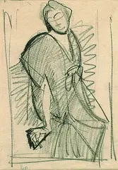 Max Oppenheimer, Theaterszene, Pencil drawing
