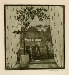 Vor Feierabend by Heinrich Vogeler, 1899, Etching, sold Oct 2004